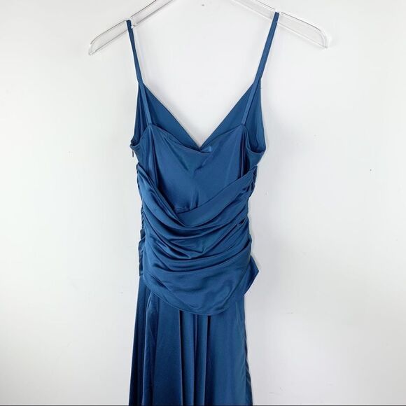 ADRIANNA PAPELL BOUTIQUE TEAL SILK COCKTAIL DRESS - Picture 5 of 12